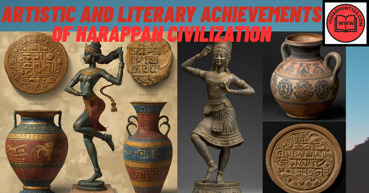 Dancing Girl statue, painted pottery and seals with script from Indus Valley Civilization