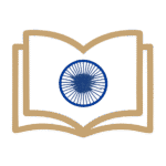 "Minimalist favicon: open book with Ashoka Chakra symbol for history study website"