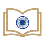 "Minimalist favicon: open book with Ashoka Chakra symbol for history study website"