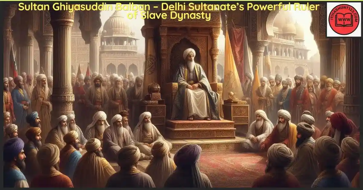 Sultan Ghiyasuddin Balban holding royal court in Delhi Sultanate, symbol of power and discipline.