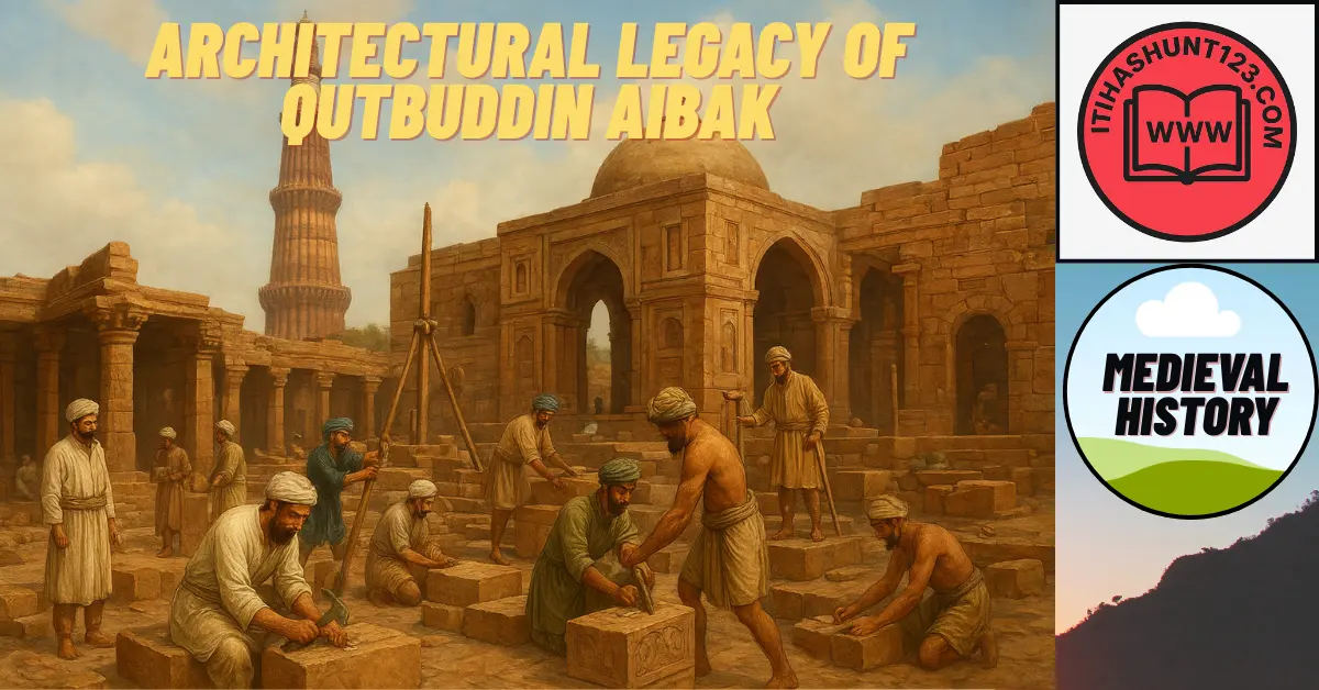 "Qutb Minar and Quwwat-ul-Islam Mosque built during Qutbuddin Aibak’s reign"