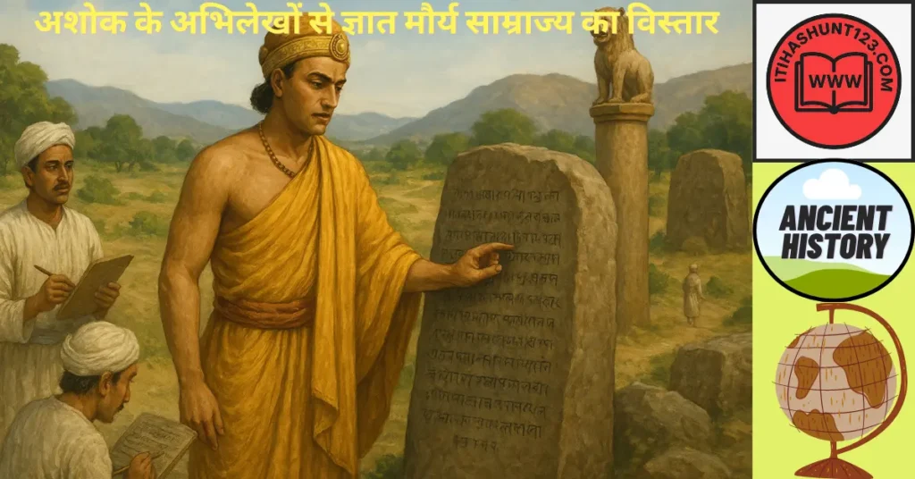 अशोक के साम्राज्य विस्तार और अभिलेखों का ऐतिहासिक चित्र – मौर्य साम्राज्य की सीमा निर्धारण का दृश्य