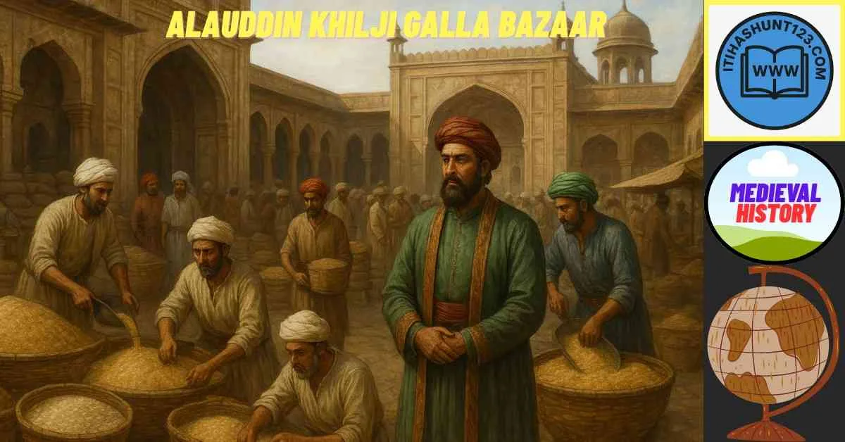 Illustration of Alauddin Khilji’s grain market.