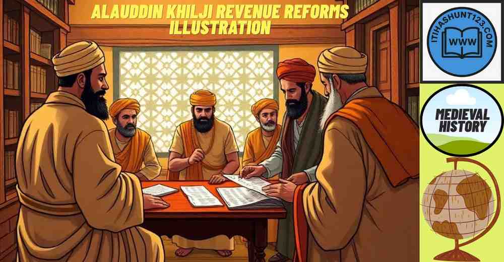 Historical depiction of Alauddin Khilji’s revenue and tax system