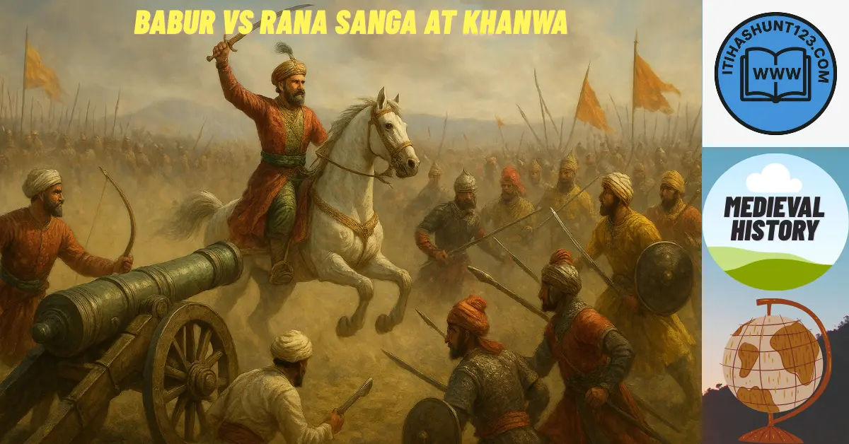 Scene of Khanwa battle, Babur's and Rana Sanga's armies facing each other