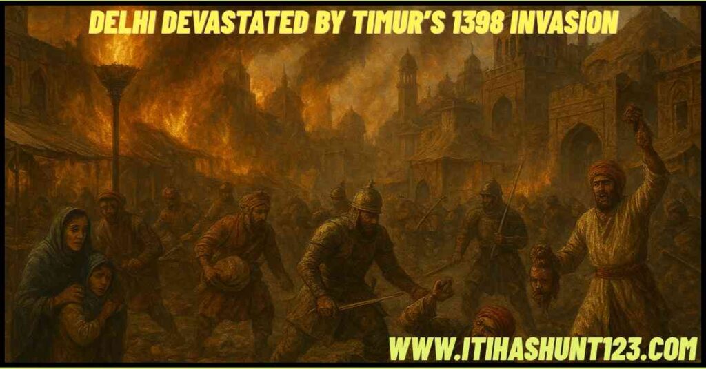 Loot and destruction of Delhi during Timur’s invasion in 1398.