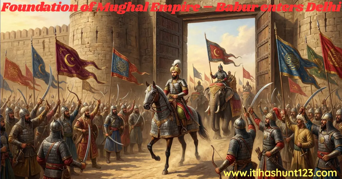 दिल्ली प्रवेश करते हुए बाबर – मुगल साम्राज्य की शुरुआत