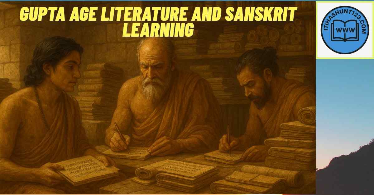 Gupta period scholars studying Sanskrit manuscripts and scientific texts