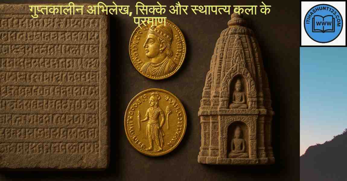 गुप्तकालीन अभिलेख, सिक्के और स्थापत्य कला के उदाहरण