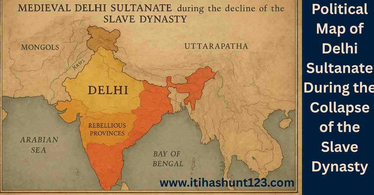 Medieval Delhi Sultanate political map during the decline of the Slave Dynasty