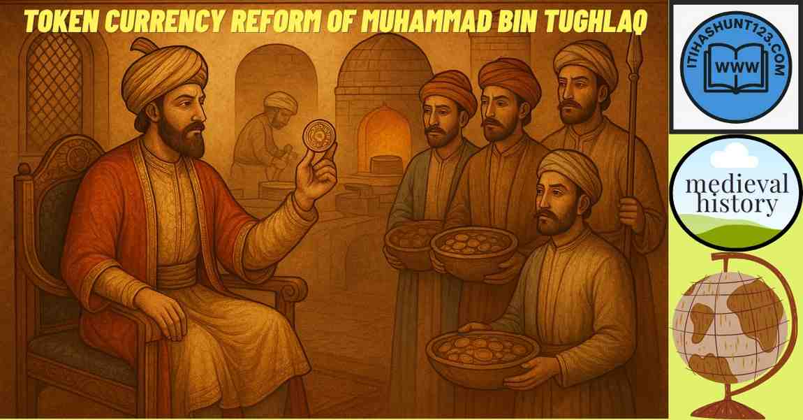 Muhammad bin Tughlaq introducing token currency in the Delhi Sultanate.”