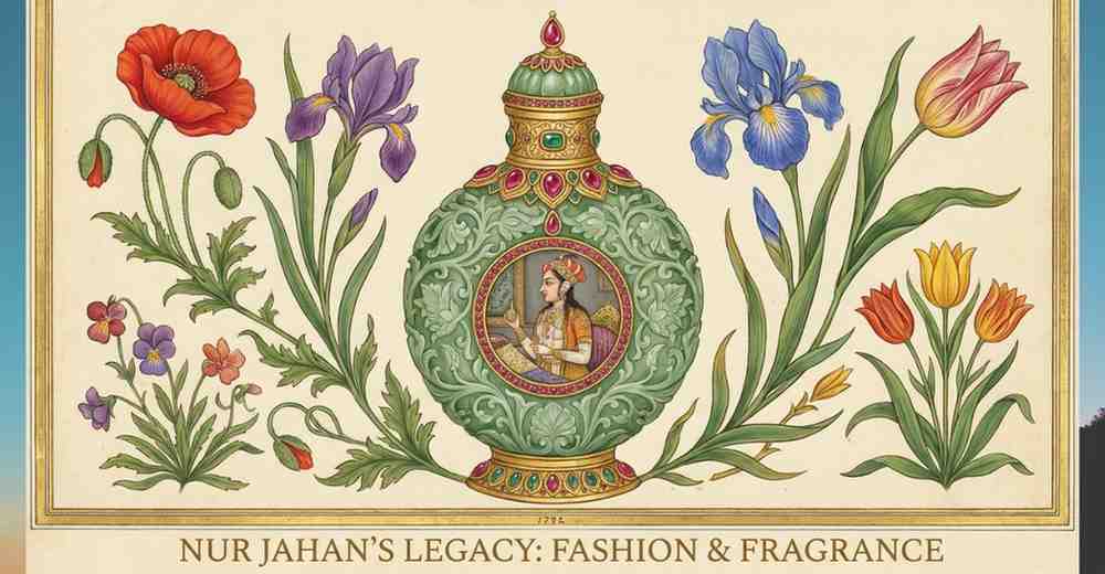 नूरजहाँ के फैशन और इत्र निर्माण के योगदान का प्रतीक