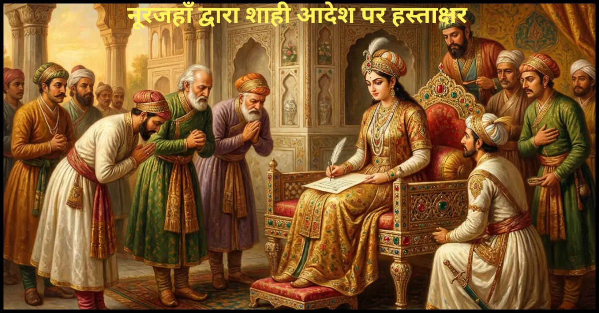 नूरजहाँ के राजनीतिक अधिकारों को दर्शाता चित्र