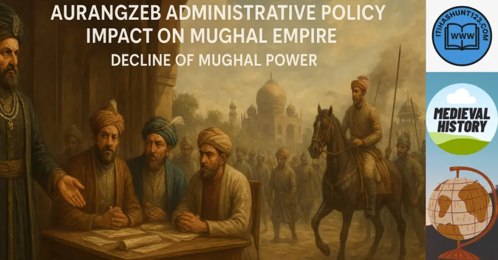 Aurangzeb ki Prashasnik Niti aur Mughal Samrajya ka Patan reasons illustrated in Hindi