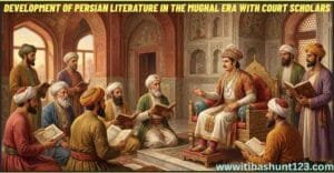 Persian literature development in Mughal era with scholars in royal court