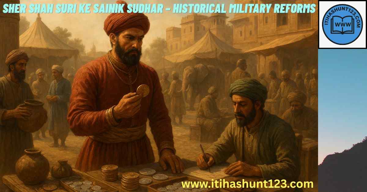 Sher Shah Suri implementing military reforms including branding system, huliya record, disciplined soldiers and Afghan military camp – historical scene in HD