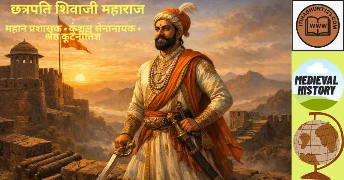 छत्रपति शिवाजी महाराज एक महान प्रशासक और कुशल सेनानायक के रूप में रायगढ़ दुर्ग पर