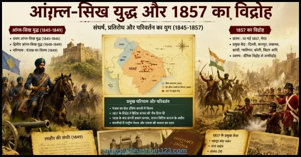 यह चित्र पंजाब में अंग्रेजों के विस्तार और 1857 के विद्रोह की ऐतिहासिक घटनाओं को समझाने के उद्देश्य से तैयार किया गया है।