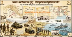 1965 और 1971 भारत पाकिस्तान युद्ध सैन्य टैंक और नौसेना युद्धपोत ऐतिहासिक चित्र