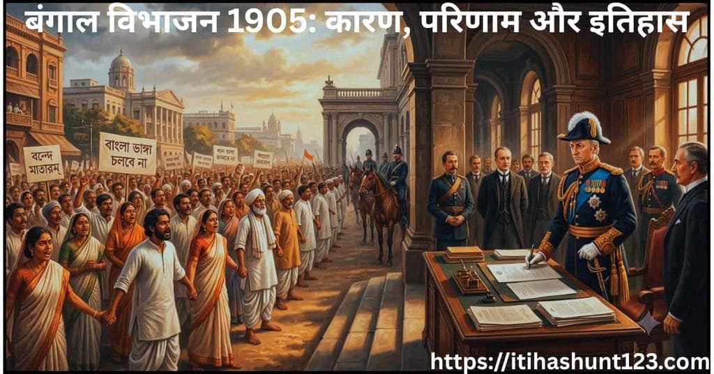 1905 बंगाल विभाजन और स्वदेशी आंदोलन का ऐतिहासिक दृश्य