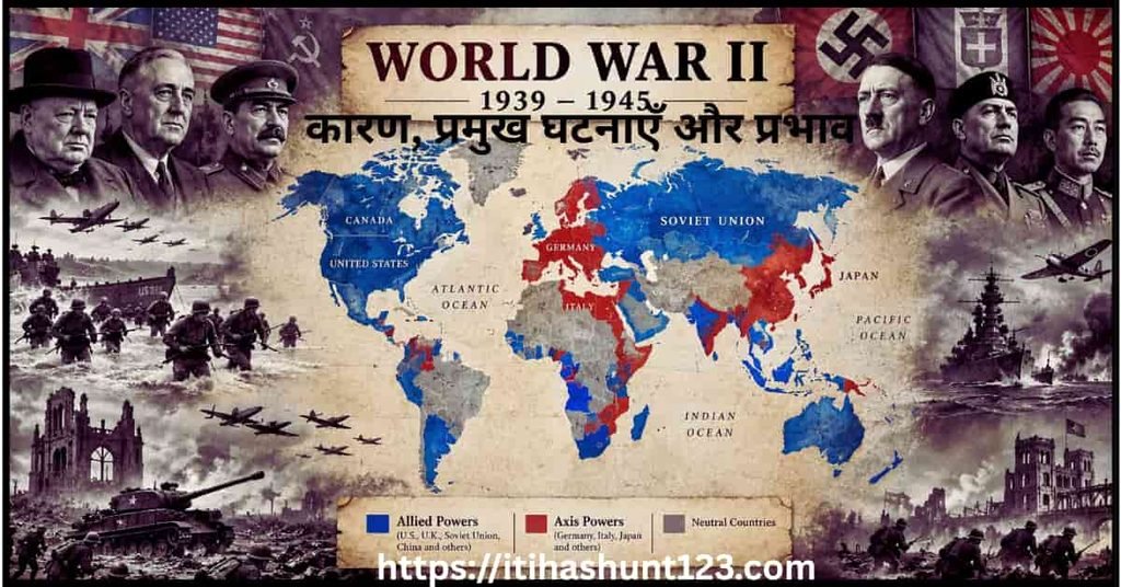 द्वितीय विश्व युद्ध के प्रमुख कारण, धुरी व मित्र राष्ट्र और इसके प्रभाव