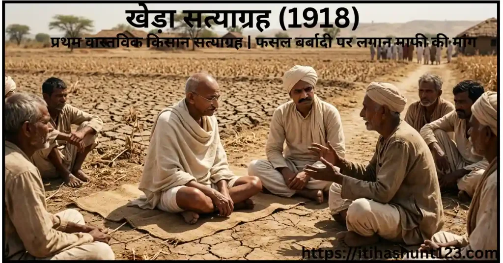 खेड़ा सत्याग्रह 1918 में महात्मा गांधी और सरदार वल्लभभाई पटेल का किसान कर माफी आंदोलन
